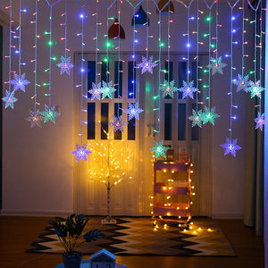 Christmas Decoration Curtain Snowflake LED String Lights