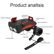 Load image into Gallery viewer, Multi-function Bicycle Light USB Rechargeable