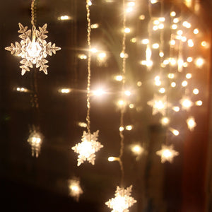 Christmas Decoration Curtain Snowflake LED String Lights