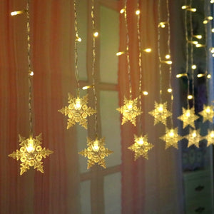 Christmas Decoration Curtain Snowflake LED String Lights