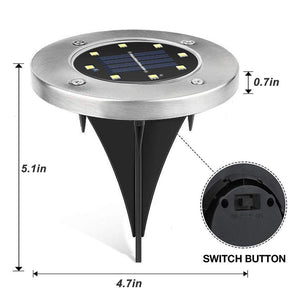 Solar Ground lamp 8 LEDs Disk Lights